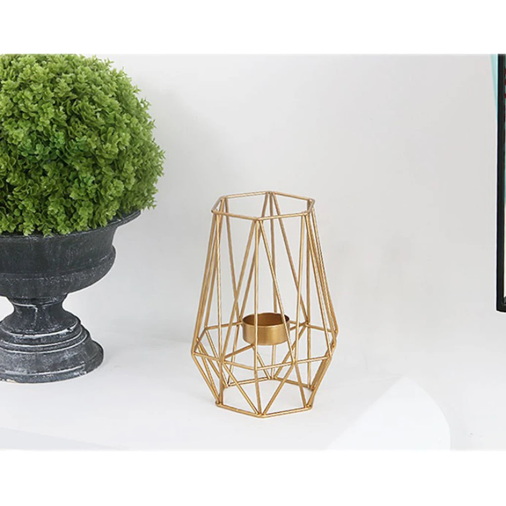3D геометрический обеденный подсвечник с металлической проволокой чайный