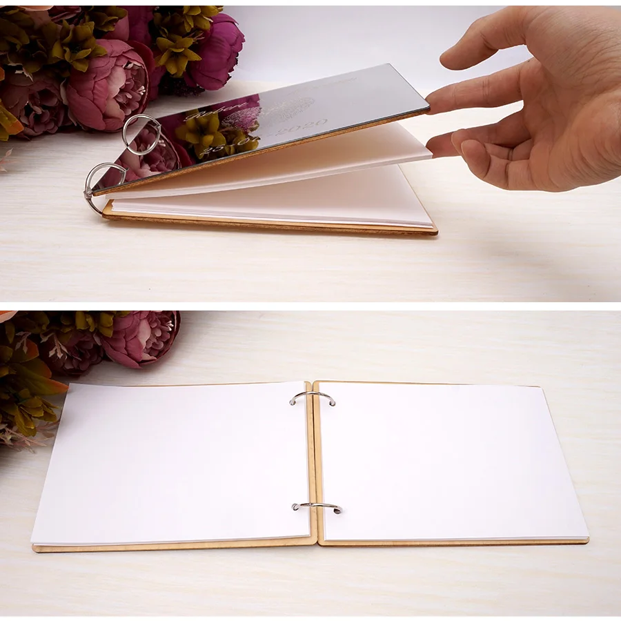A5 Wedding Signature Guest Book Personalized Couples Custom Mirror fingerprint Shower Gift White Blank Scrapbook Party Favors