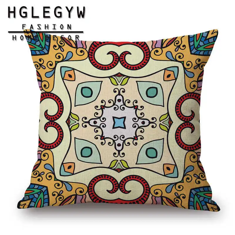 Винтажная наволочка в богемном стиле с цветочным рисунком хлопковая льняная