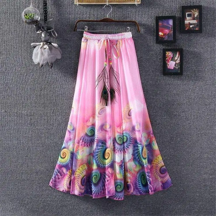 Style Twenty Модные женские макси юбки Повседневные Элегантные Saia Longa шифоновые богемные винтажные летние женские длинные юбки цветок Этническая одежда - Цвет: Style Twenty