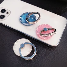 Crystal Ring Stand Quicksand Bling for iPhone X 8 7 11 12 Pro Redmi Samsung Round Phone Desktop Stand Rotating Stand