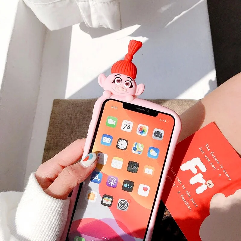 Мягкий силиконовый чехол для iPhone 12 Mini 11 Pro MAX XS XR 8 7 6 Plus SE 2020 с объемной куклой из