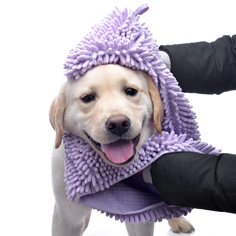 

Factory New Absorbent Soft chenille Towel Dog Cat Bath Towel Pocket Bath Towel Pet Supplies