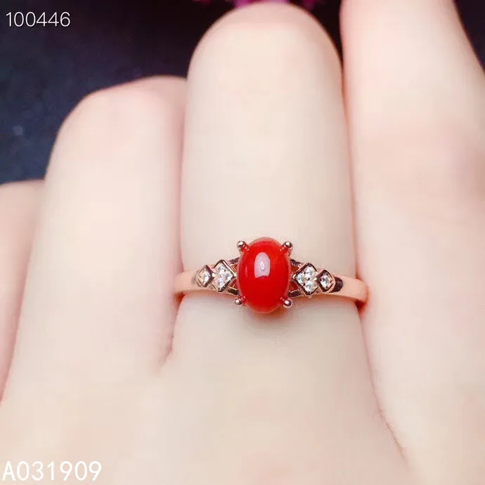 

KJJEAXCMY boutique jewelry 925 sterling silver inlaid Natural red coral Ring Women's Fine Ring Support detection fashion