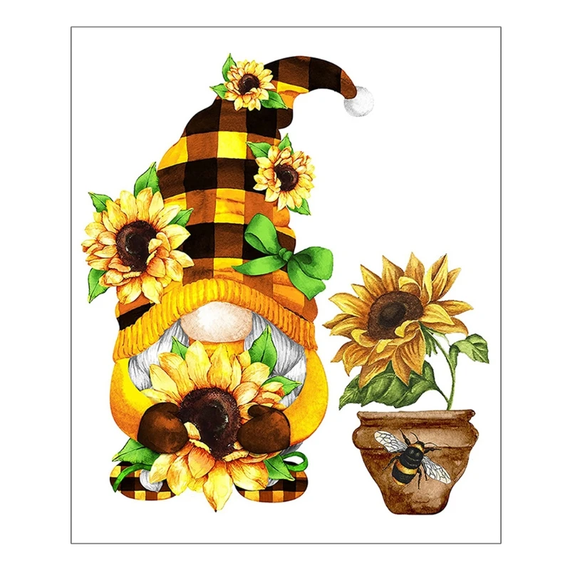 DIY Cross-Stitch Embroidery Painting Kit Sunflower Faceless Dwarf Shape