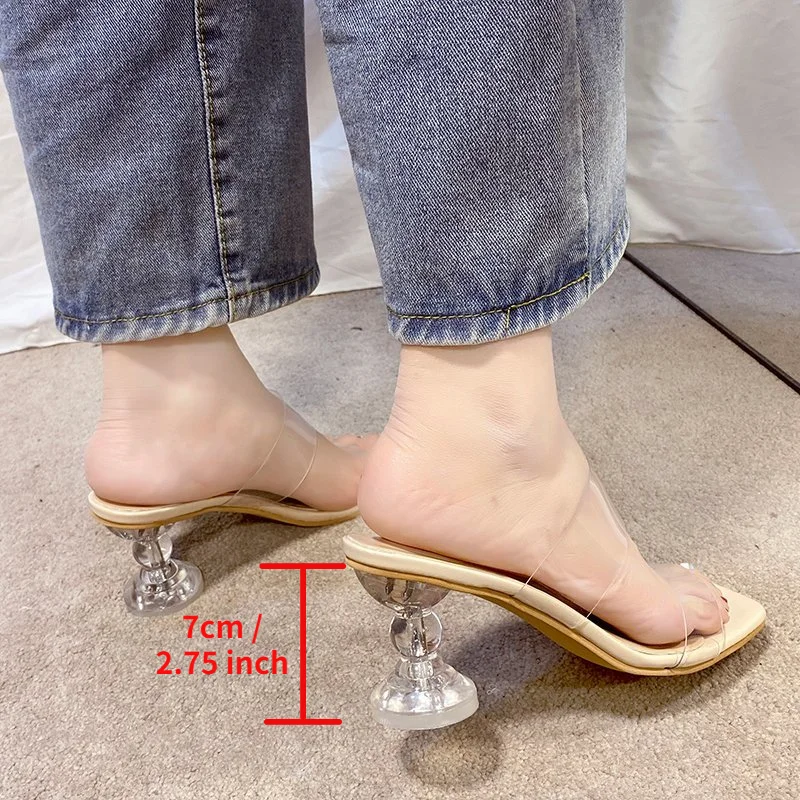 

comemore Fashion Transparent PVC Sandals Women Summer New 2021 Sexy Clear Open Toe High Heel Slippers Shoes Plus Size 42 Loafers