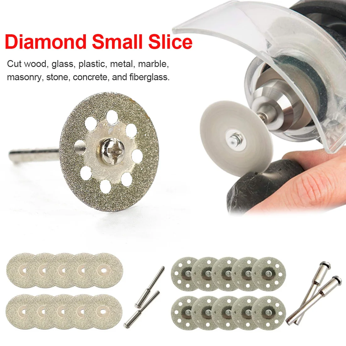 

10pc+3.0mm Diamond Discs Mandrel Dremel Grinding Wheel Saw Circular Cutting Disc Dremel Rotary Tool Accessories Diamond