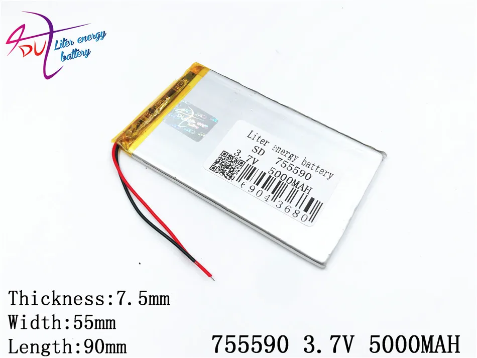3 7 V 5000mAH 755590 PLIB полимерный литий ионный/литий ионный аккумулятор для dvr GPS mp3 mp4