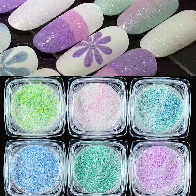 

6Box/set Shining Sugar Nail Glitter Candy Powder Sugar Coating Powder Nail Pigment Chrome Glitter 2g Nail Art Decorations Dust *