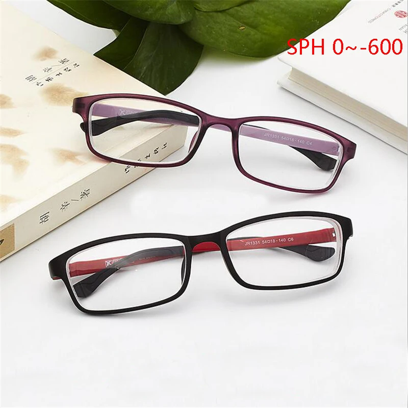 

GSBJXZ Diopter -0.5 -1.0 -1.5 -2.0 -2.5 -3.0 To 5.5 -6.0 Square Finished Myopia Glasses TR90 Frame Nearsighted Eyeglasses 1331