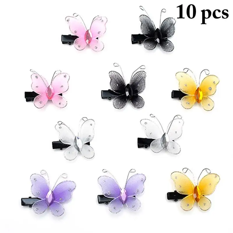 10 шт./компл. заколки для волос мини сетчатая заколка-бабочка декора металлические