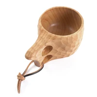 200 ml nordic style portable natural rubber wooden cup with lanyard coffee mug milk cup for camping hiking survival accessories