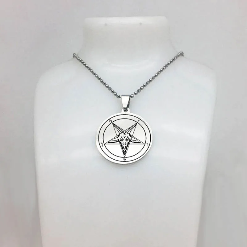 Серебряное ожерелье Церкви Сатаны шестиконечная круглая подвеска для мужчин и