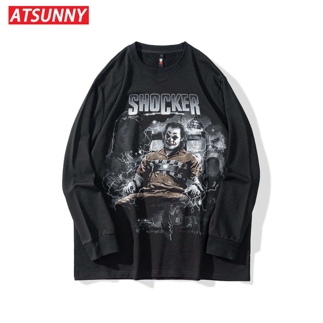

ATSUNNY Gotham clown Streetwear Vintage Retro Japanese Style Harajuku Sweatshirt Anime Girl Knitted Sweatshier Hoodie Pullover