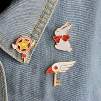 kids jewelry magic wand bird rabbit brooch for girls denim jacket pin uniform badge kids