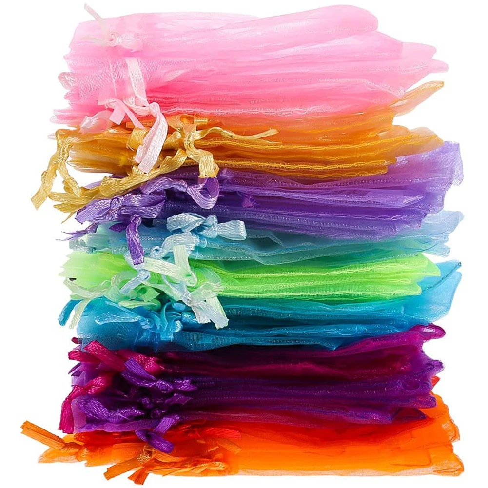 

Satin Drawstring Organza Bags Chic Gift Pouches Mesh Small 7x9 Candy Jewellery Christmas Wedding Party Gift Favour 100PCS