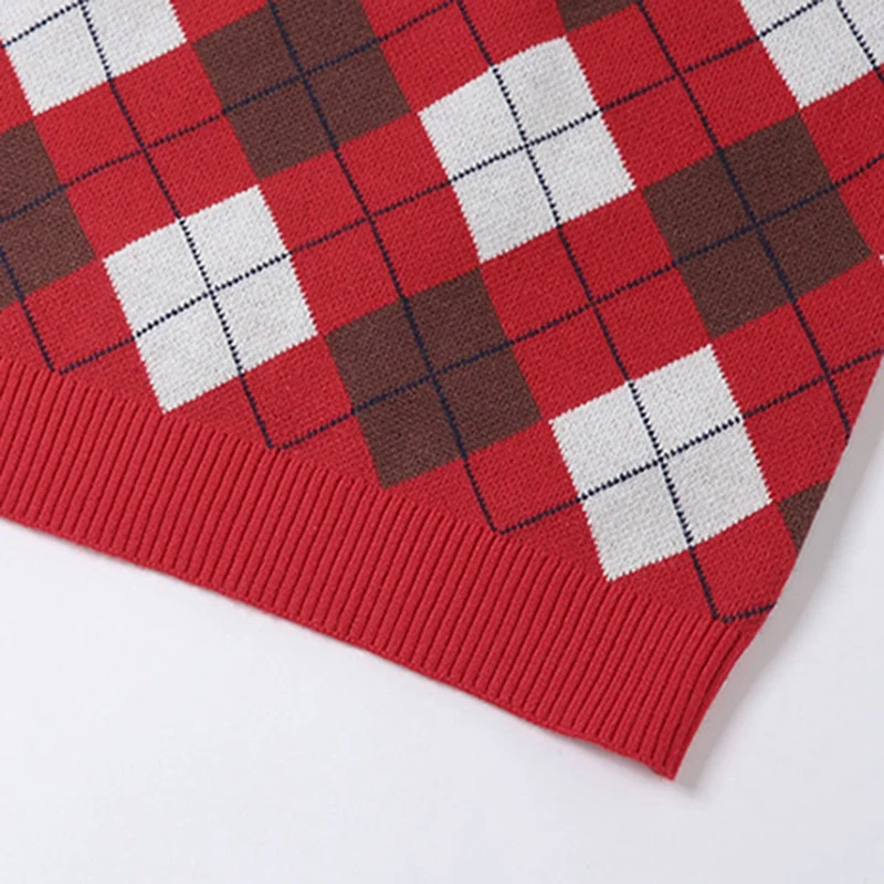 

Casual College Style Female Knitting Tank Tops Street Contrast Patchwork Crop Top Bodycon Casual Activity Vest Femme