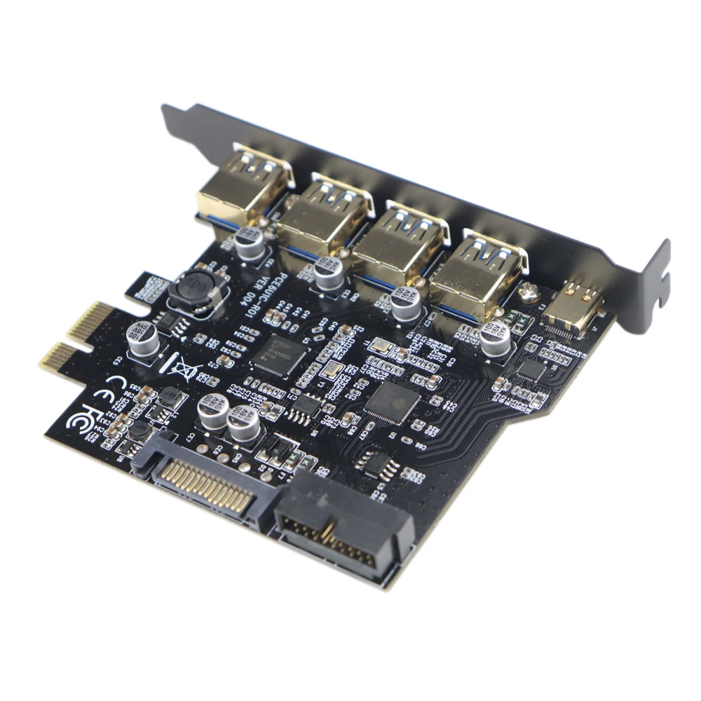 5 портов s PCI E к USB 3 0 1 портовый Тип C и 4 портовая плата расширения PCIe типа А с 15