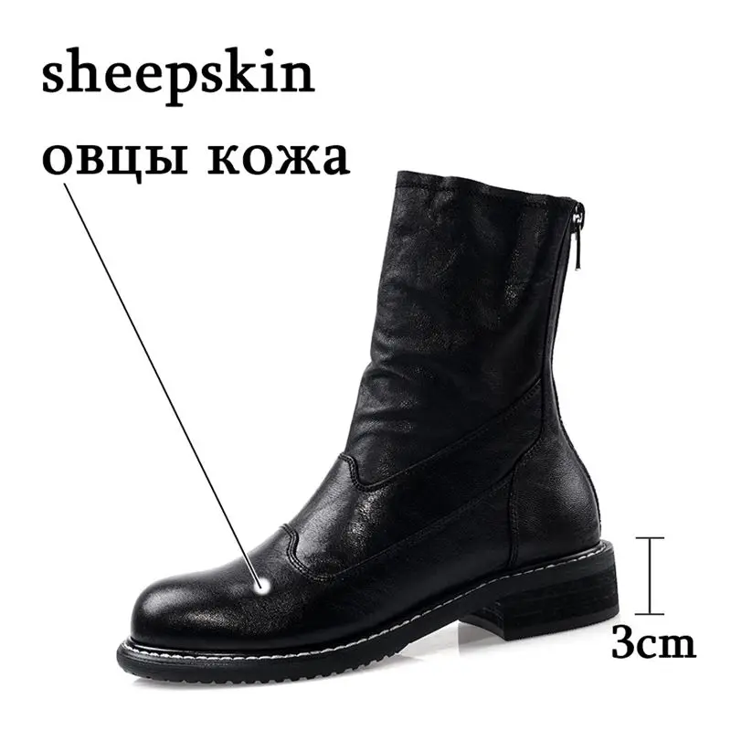 YINKOGET/женские ботинки до середины икры из натуральной овечьей кожи для отдыха