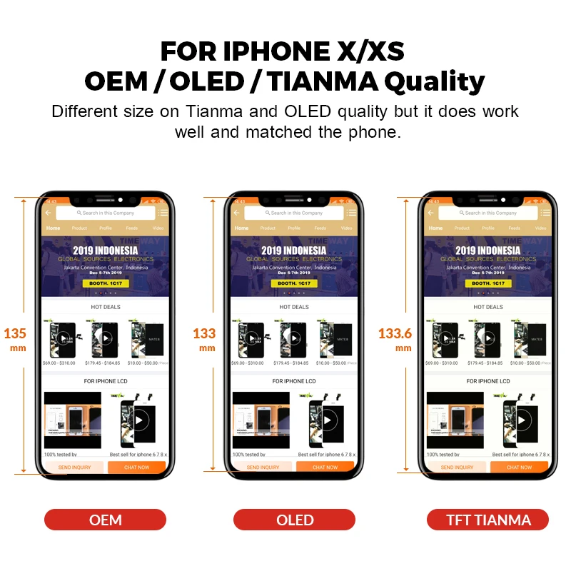Grade Display For iPhone XS/ XR For Tianma OLED OEM Touch Screen With Digitizer Replacement Assembly Parts Black enlarge