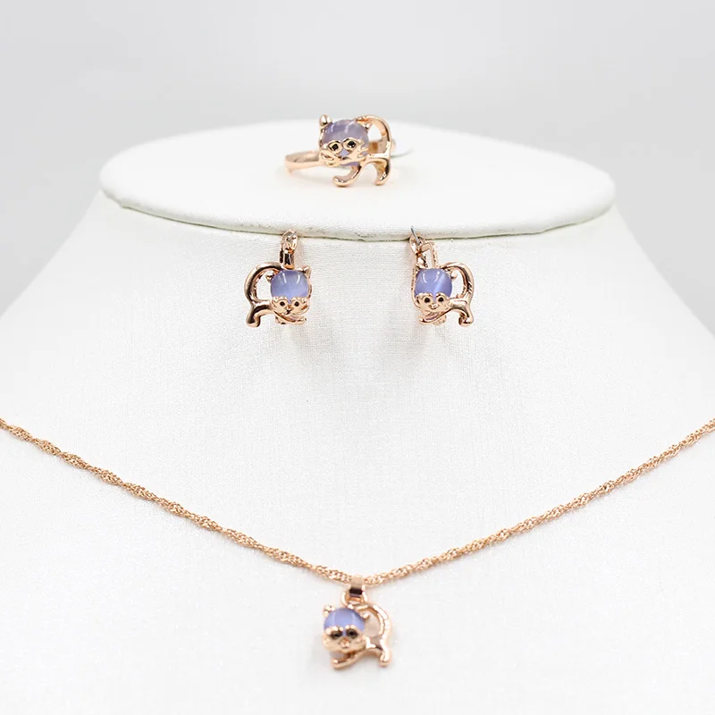 Набор украшений из колье серёг и кольца розового золота 585 пробы|Ювелирные