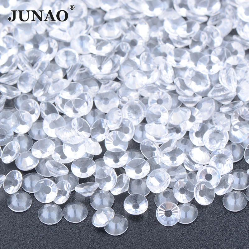 

JUNAO SS20 SS30 Clear Transparent Glass Crystal Rhinestone Flat Back Crystals and Stones Non Hotfix Strass For Clothing Crafts