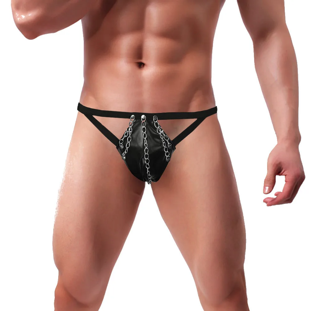 Сексуальное мужское кожаное нижнее белье для геев мужские стринги с