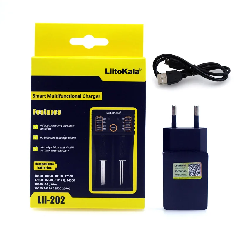 

Liitokala Lii-202 Lii-402 Lii-PD2 Lii-PD4 18650 1.2V 3.7V AA 26650 26500 18350 NiMH Lithium -Cigarette Battery Charger