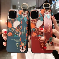 rose flowers wristband cases for iphone12 pro max 11 pro max x xr xs max 7 8 plus cover hand band cases soft tpu relief capa