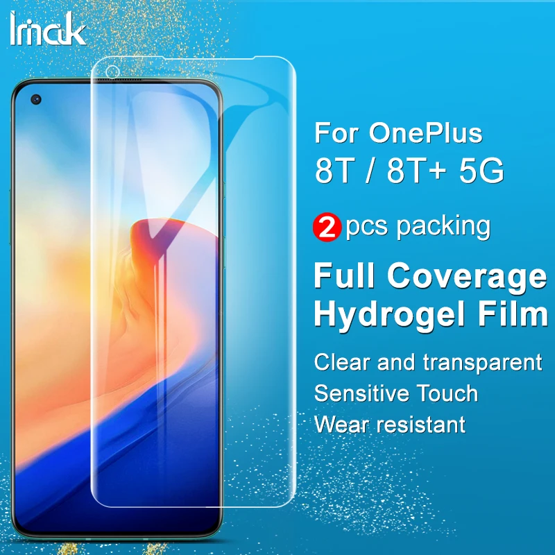 

Imak 2pcs Soft Clear Hydrogel Film for OnePlus 8T 5G Screen Protector 3D Full Curved Front Cover with Fingerprint Unlocked