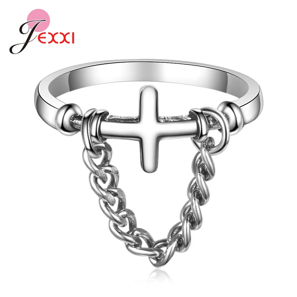 

Real 925 Sterling Silver Stylish Fashion Cross Shape Adjustable Ring For Girls Women Nice Party Gifts Wholesale Price
