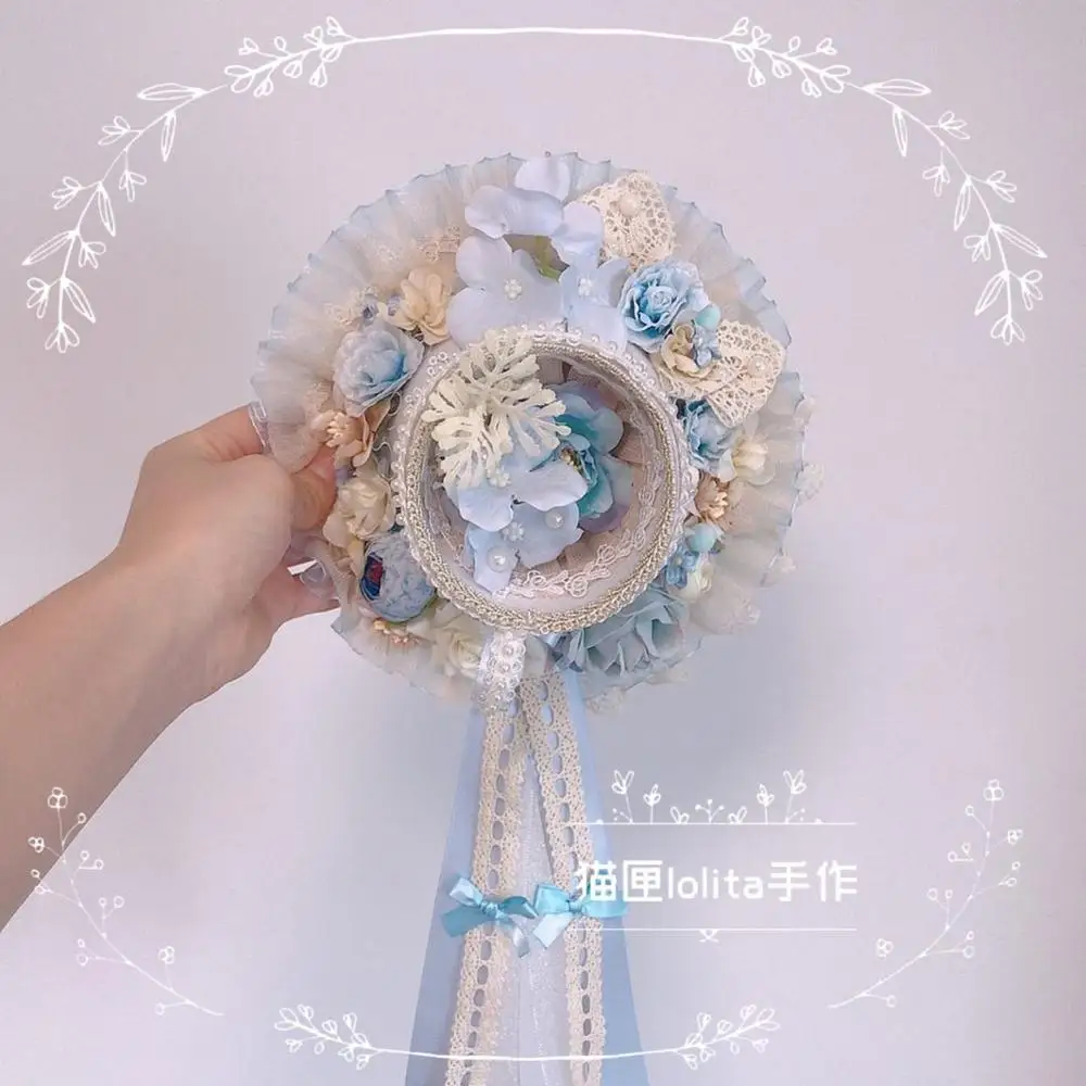 Головной убор ручной работы в стиле &quotЛолита&quot кружевная шляпа с цветами