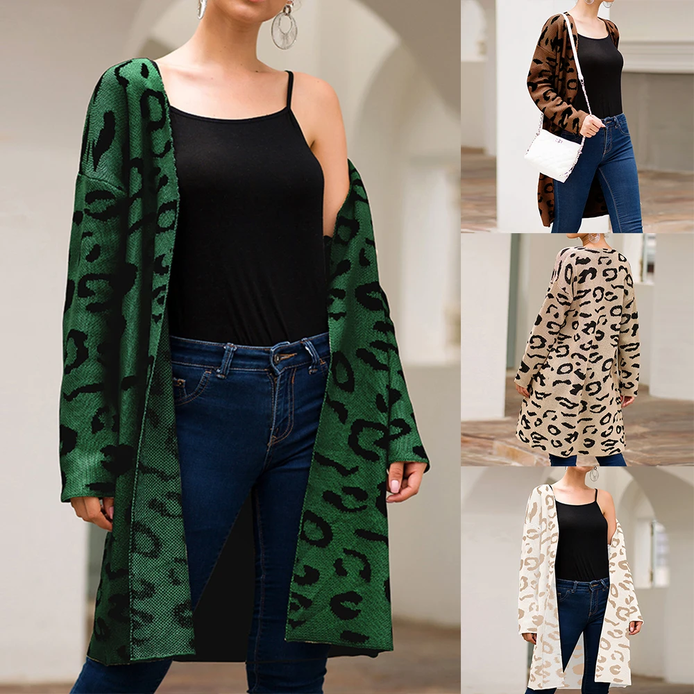 Кардиган с леопардовым принтом Повседневная блузка топы кимоно Модная