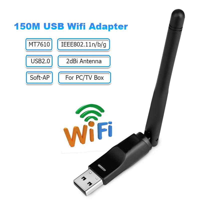 

MT7610 USB Wifi Antenna Adapter 150Mbps 2dBi Wifi Antenna Adapter Wireless Network Card for Desktop Laptop TV Box Drop Shipping