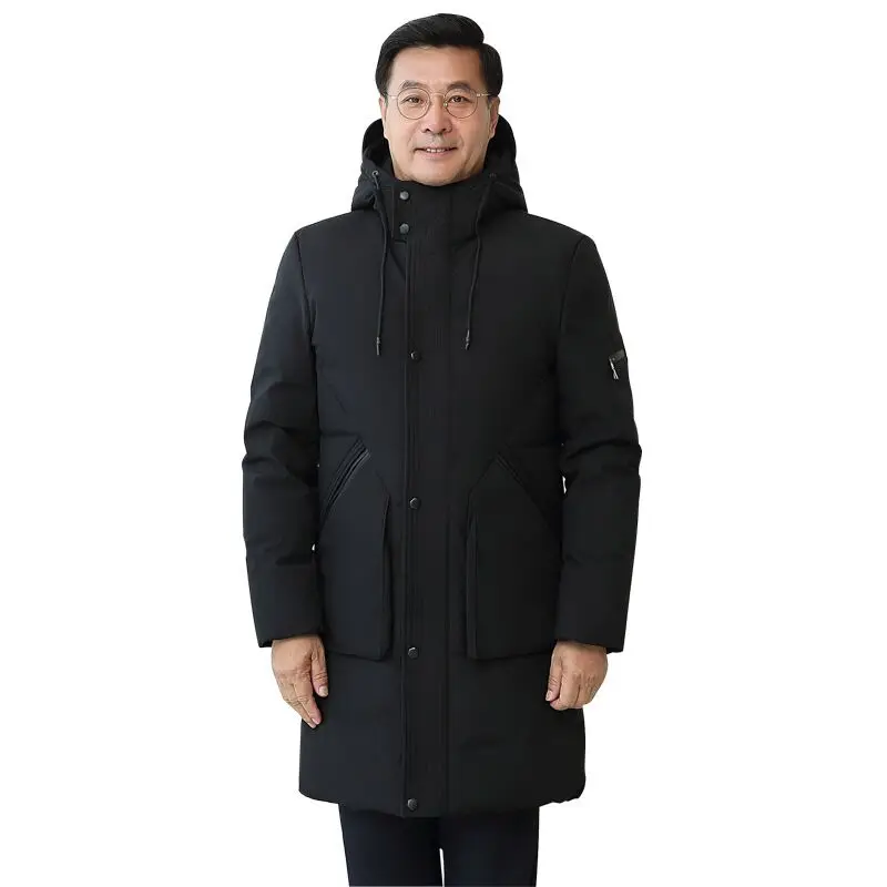 Русская зима пуховик для мужчин белые куртки пуховики на утином пуху утепленные