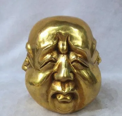 Статуя из китайской латуни с 4 лицами и головой Будды редкой коллекции +++++ | Дом