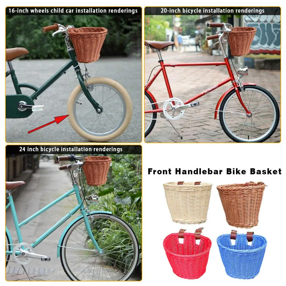 

Kids Front Handlebar Rattan Handwoven Bike Basket Kids Woven Bike Basket For Boys And Girls Bicycles Wicker Basket