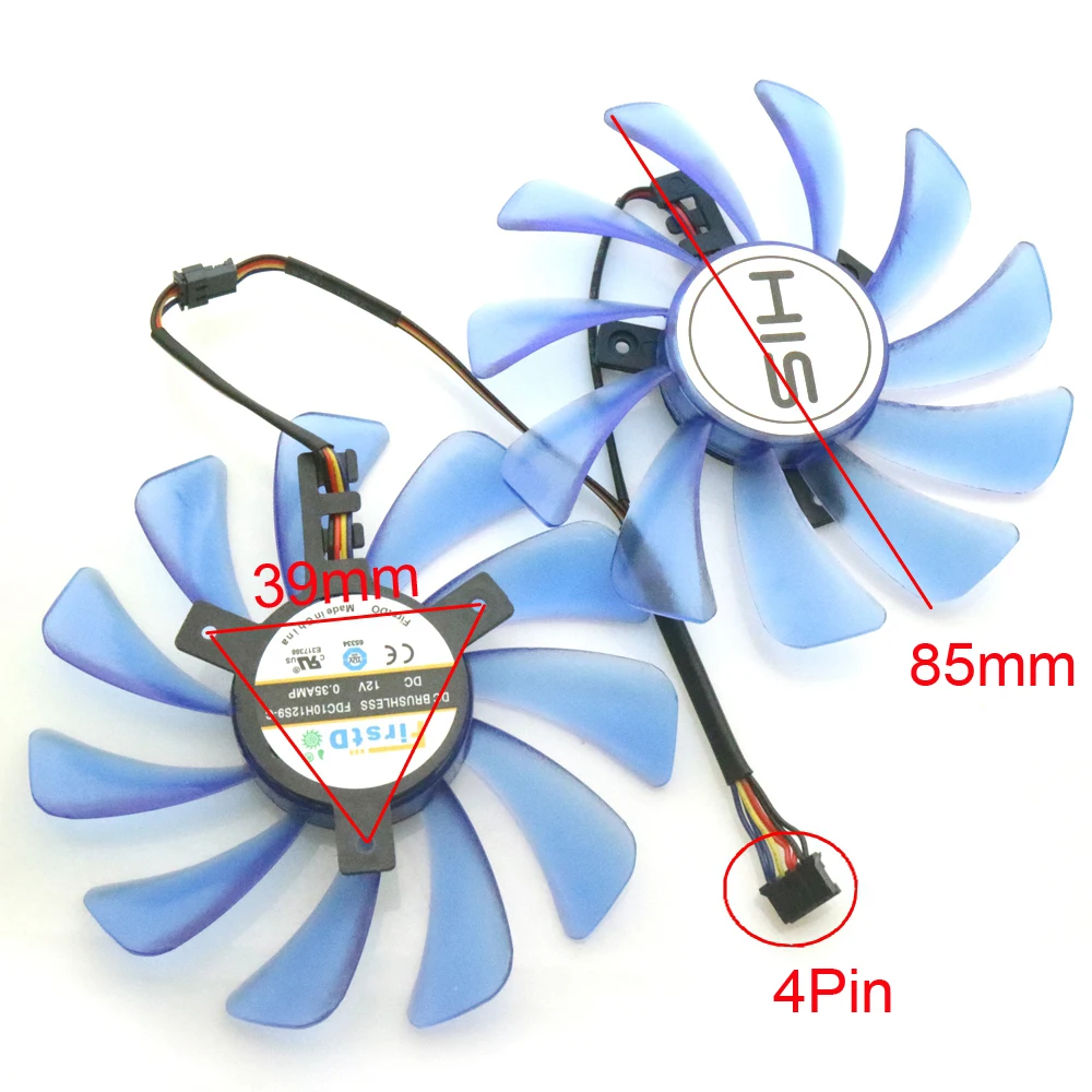 FDC10U12S9-C 12V 0.35A 4-проводной 4-контактный охлаждающий вентилятор для видеокарты HIS RX470