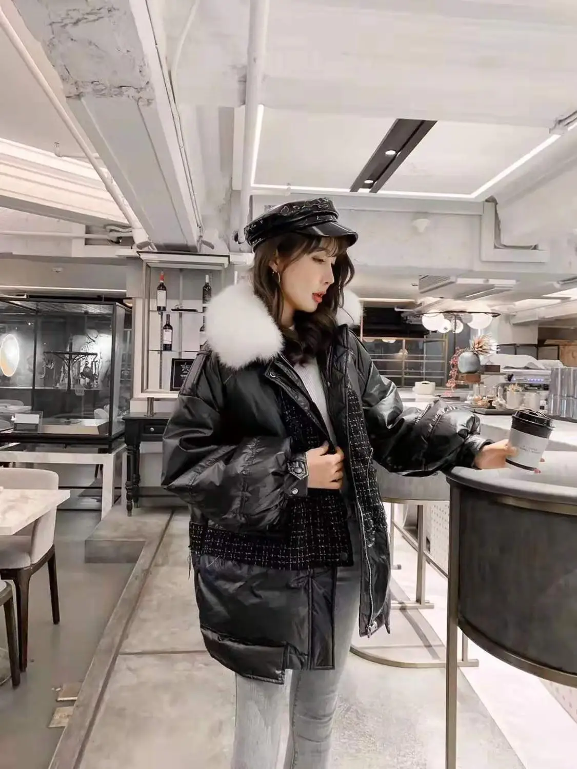

90% white duck down jacket 2019 new fashion coat winter clothes women hooded natural real fur thick warm outerwear plus size