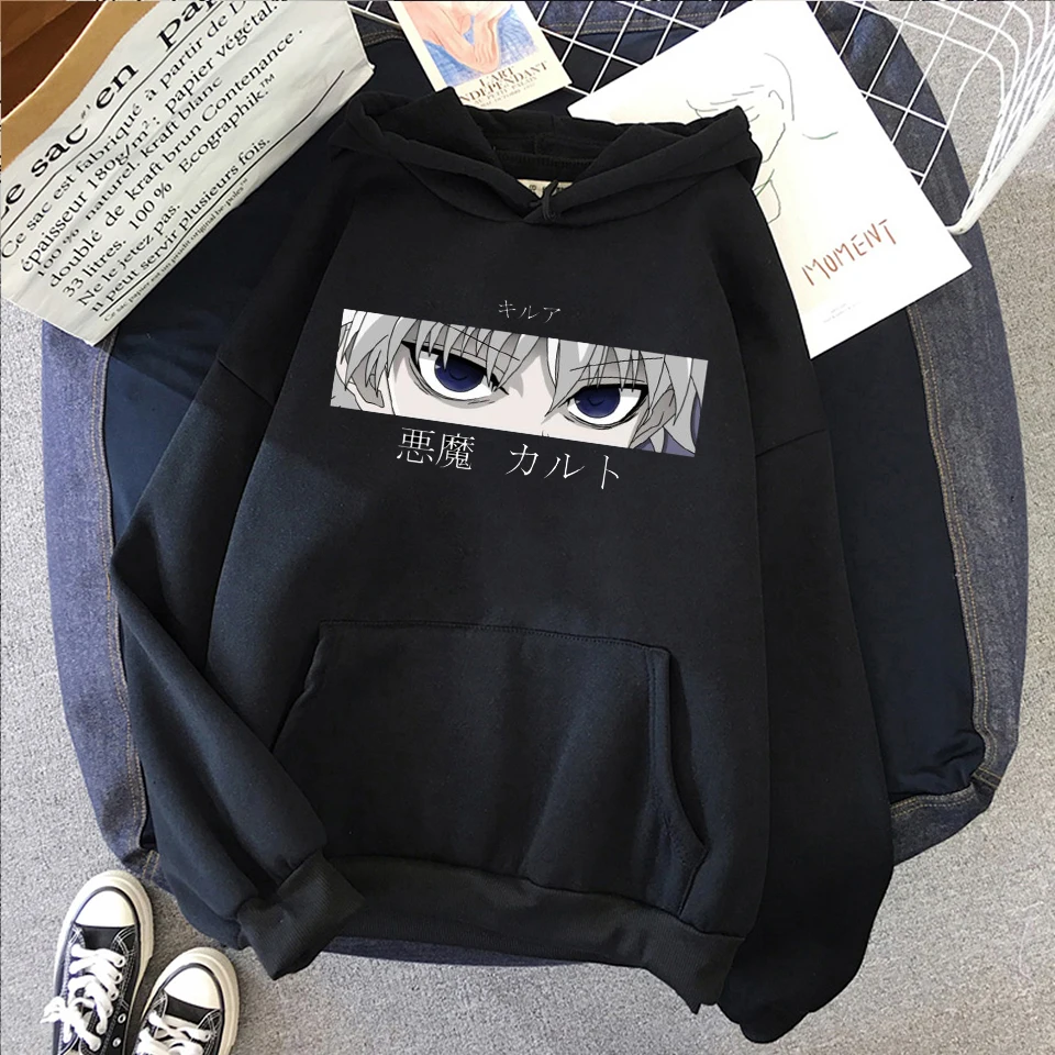 

Mens Hoodies Hunter X Hunter Men Women Pullovers Hoodies Sweatshirts Killua Zoldyck Devil Eye Print Anime Hoody Streetwear Tops
