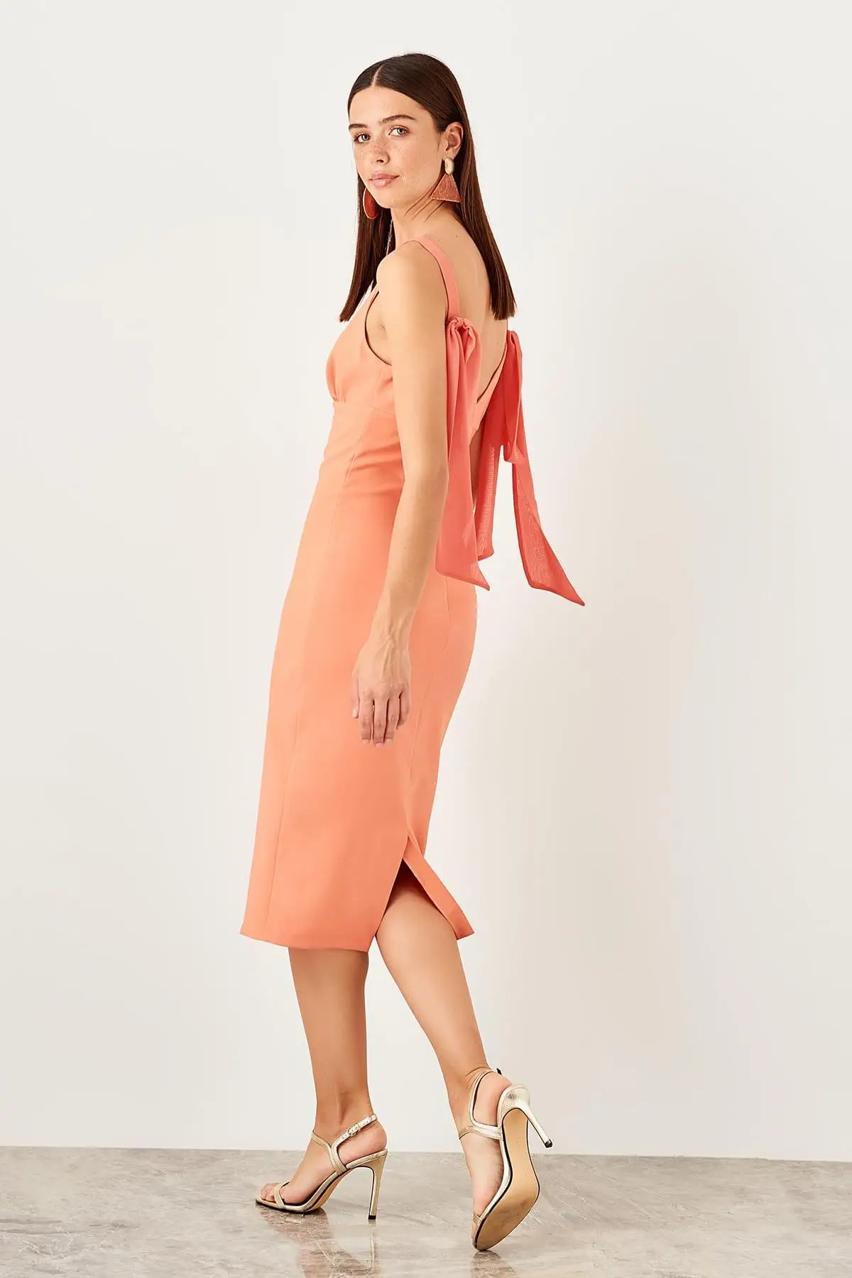 Trendyol Персиковое двубортное платье TPRSS19BB0427|Женские платья| |