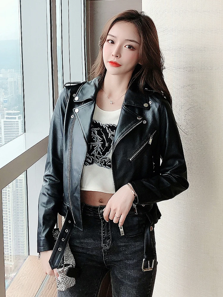 

Куртка женская из натуральной овечьей кожи, весна-осень, 2021