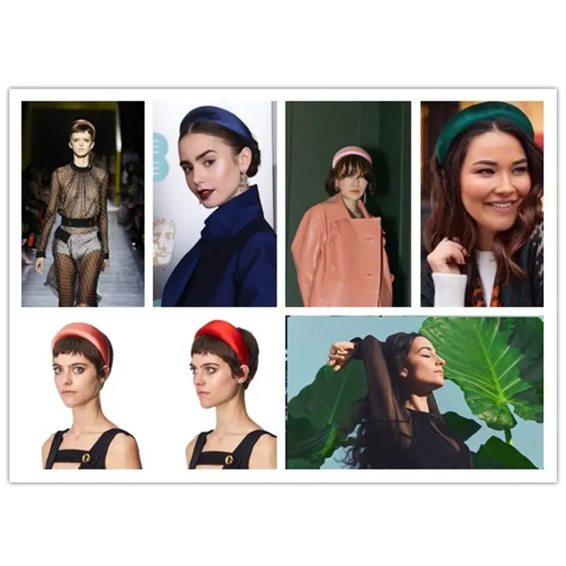 

11 Colors Women Padded Wide Sponge Headband Glitter Velvet Sweet Candy Color Hair Hoop Vintage Party Stretchy Thick