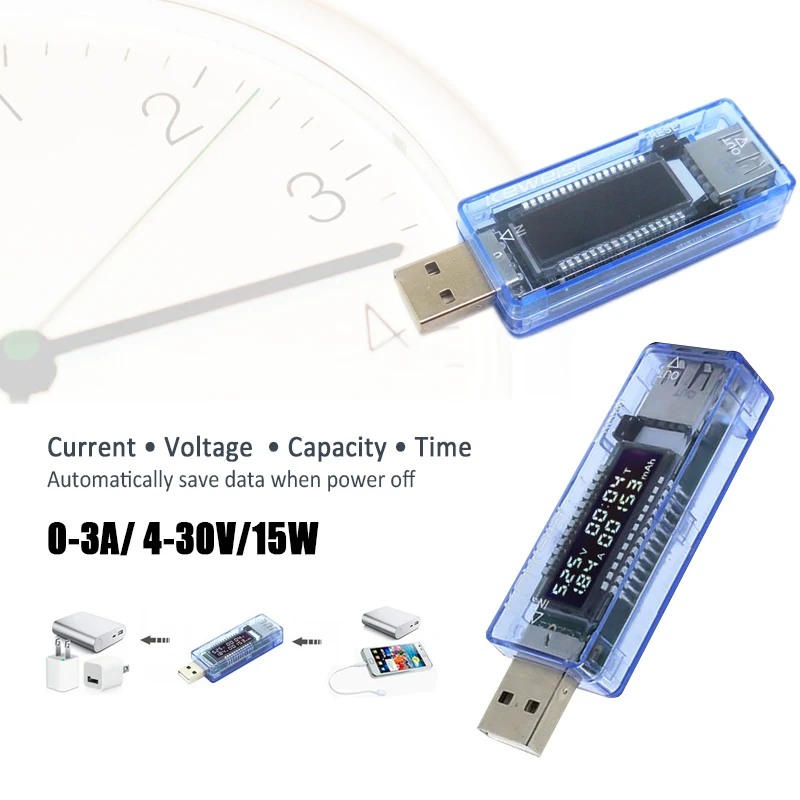 4 в 1 USB тестер напряжения зарядное устройство емкости дисплей времени измеритель