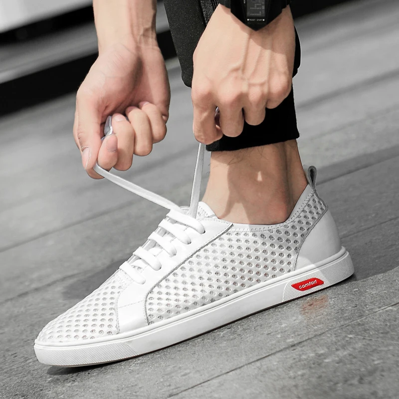 

Кроссовки мужские легкие на шнуровке, дышащие, удобные, Повседневная прогулочная обувь, плоская подошва, для взрослых, белые, 2021