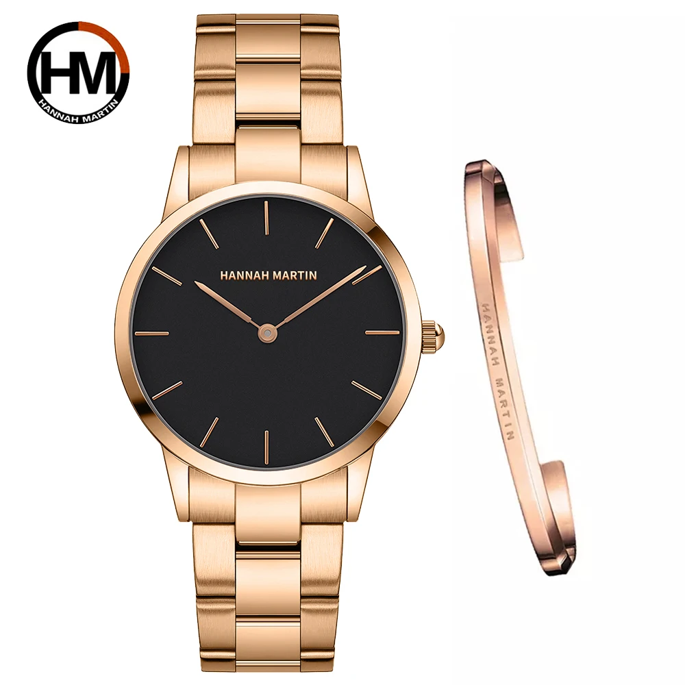 

2021 Top Brand Design Women Bracelet Watches Sets Fashion Rose Gold Waterproof Japan Movement Quartz Watch Stainless Steel Band