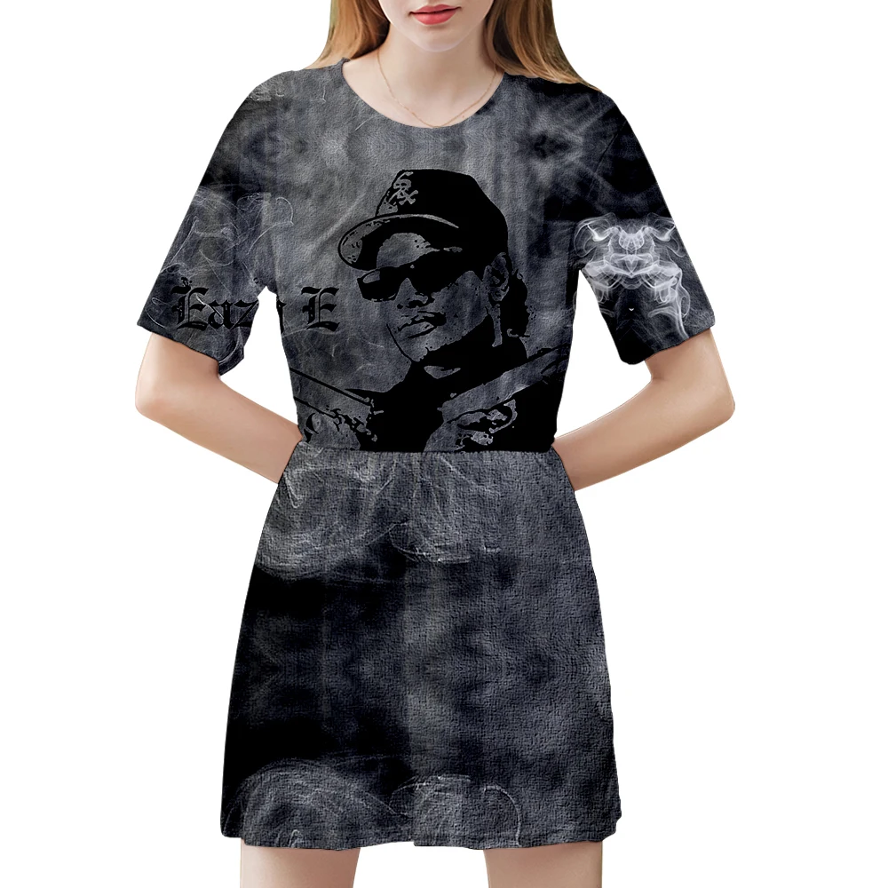 Гангста рэп Eazy E женское платье с 3D принтом модное негабаритное коротким рукавом