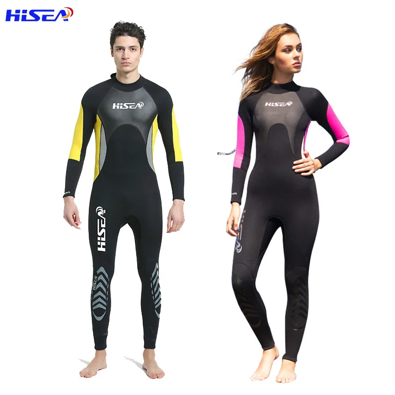Hisea 3MM Neoprene Diving Suit Men Women Wetsuit One Piece UV Prevent Couple Surfing Wet Suit for Diving Surfing Triathlon S-XXL