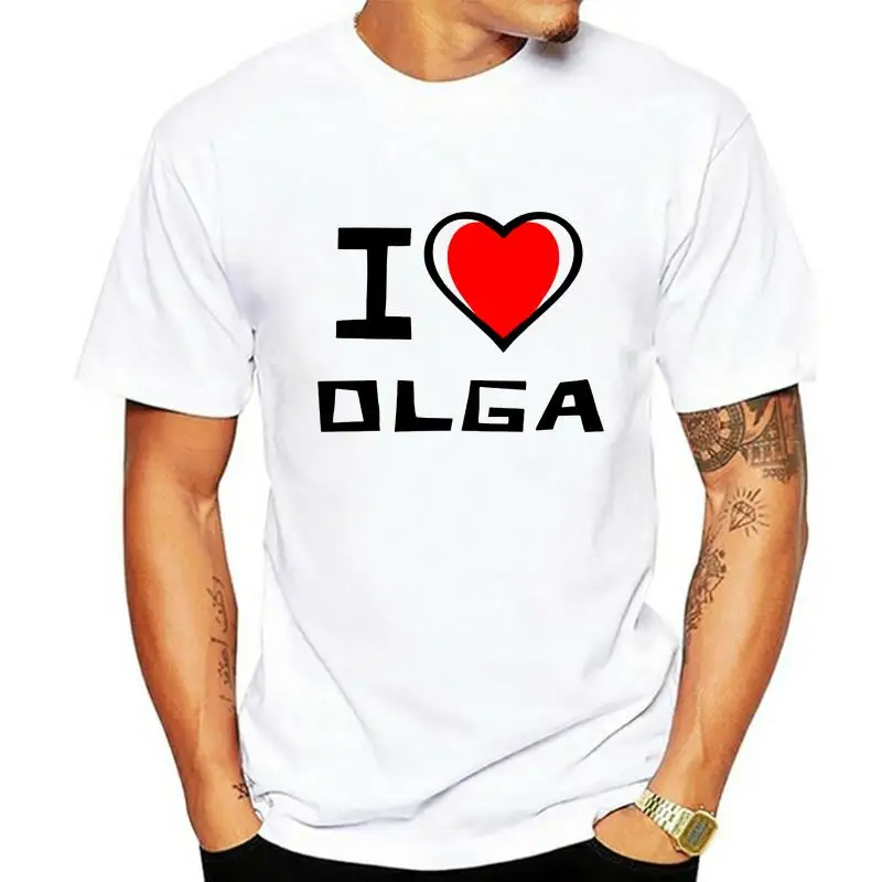 

Подробная информация о футболке I love Ольга с двухцветным сердцем