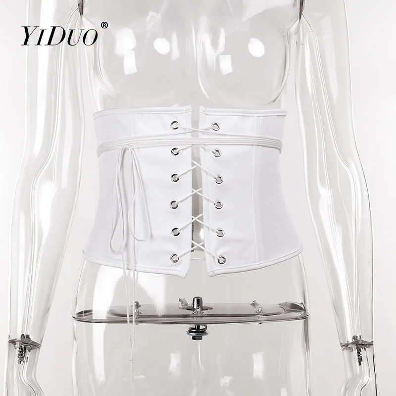 

YiDuo Sexy Bandage Corset Belt Fitted Waist Summer Fashion Women Belt Vintage Streetwear White Girdle Female Belt Cummerbunds